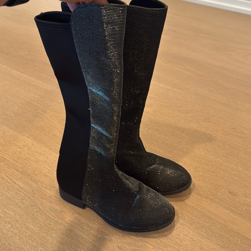 Girls black and shimmer Stuart Weitzman 50/50 boots